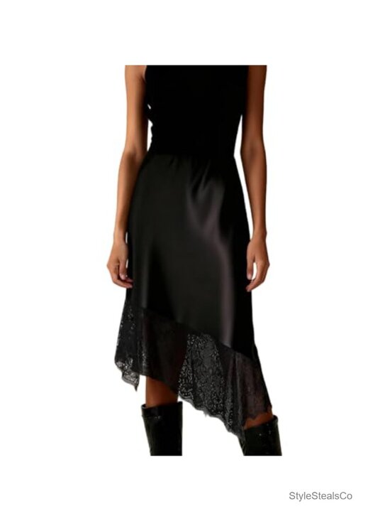 Dresses & Skirts - Satin Lace Long Maxi Skirt High Waist A Line Half Slip